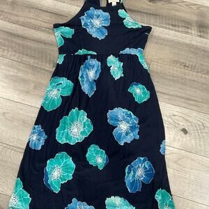 Loft petite small floral halter tie neck dress